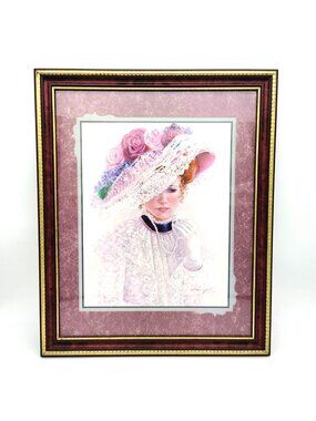 Victorian Lady Framed Print Floral Hat Portrait Wall Art Bettie Hebert Felder